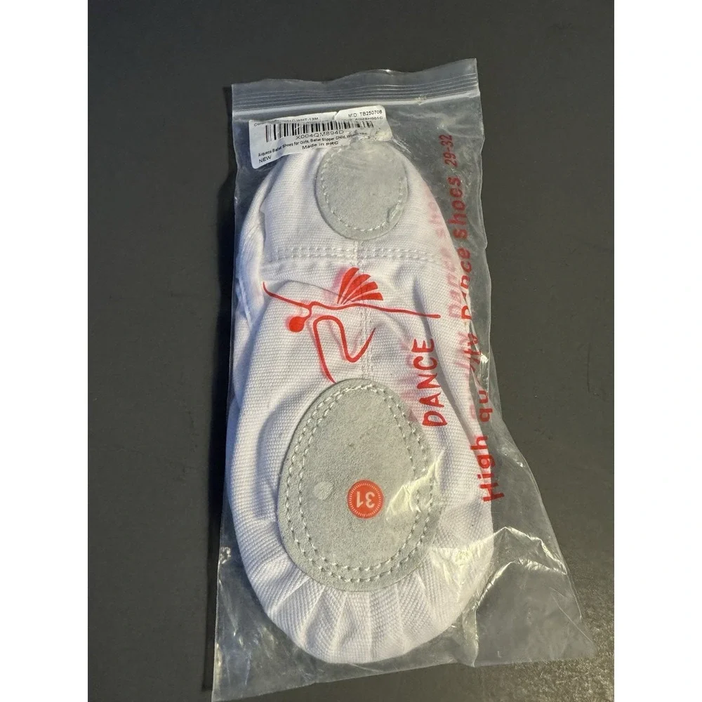 Girls White Ballet Slippers Canvas Dance Shoes Child 13M New Minor Stains